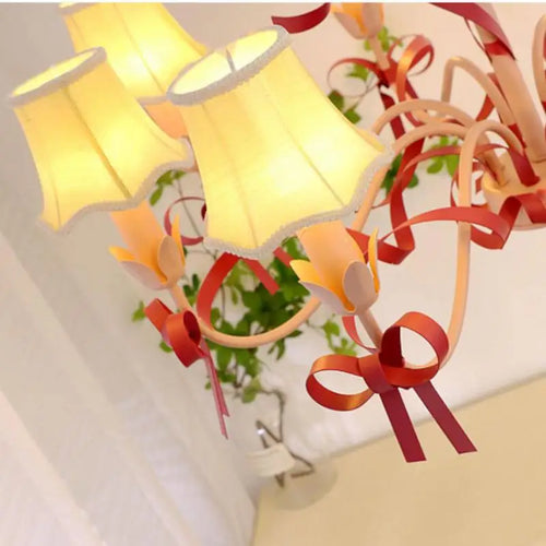 Cute children's chandelier with decorative bow pendant lighting - vue 6 sur 14