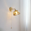 Retro rotating wall light in glass and copper with switch
