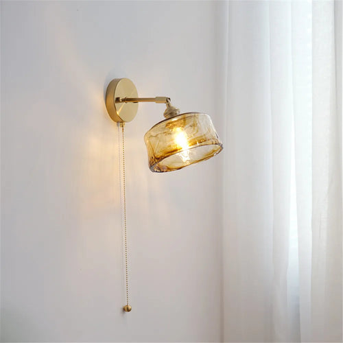 Retro rotary copper glass wall light with switch - vue 3 sur 8