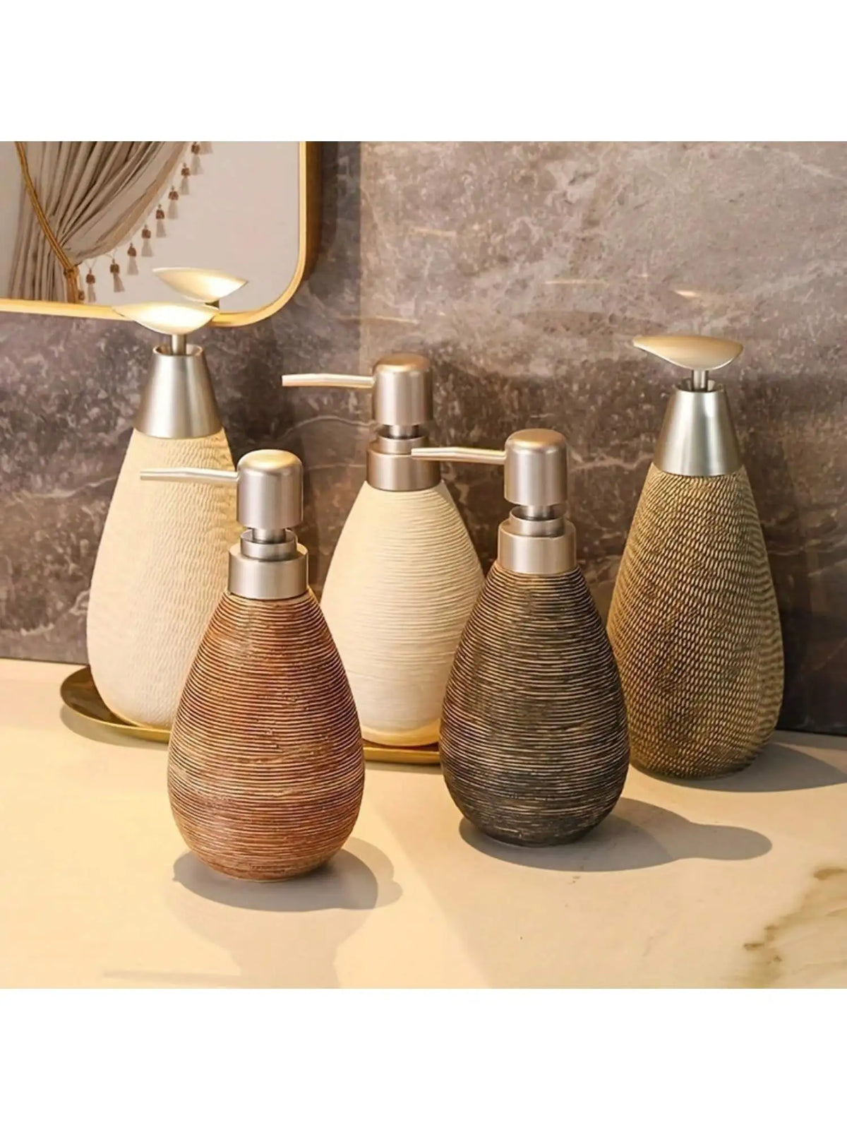 Creative Retro Style Ceramic Push-Type Soap Dispenser With Pump, Hand Soap Bottle, Suitable For Bathrooms Kitchens And Toilets - vue 3 sur 11