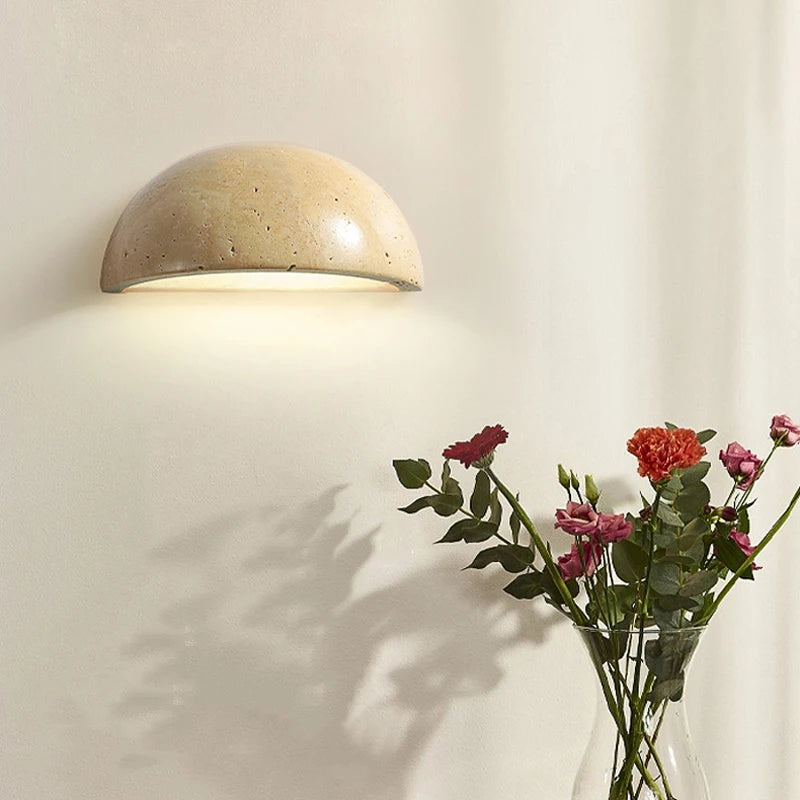 Nordic wabi sabi semi-circular stone wall light