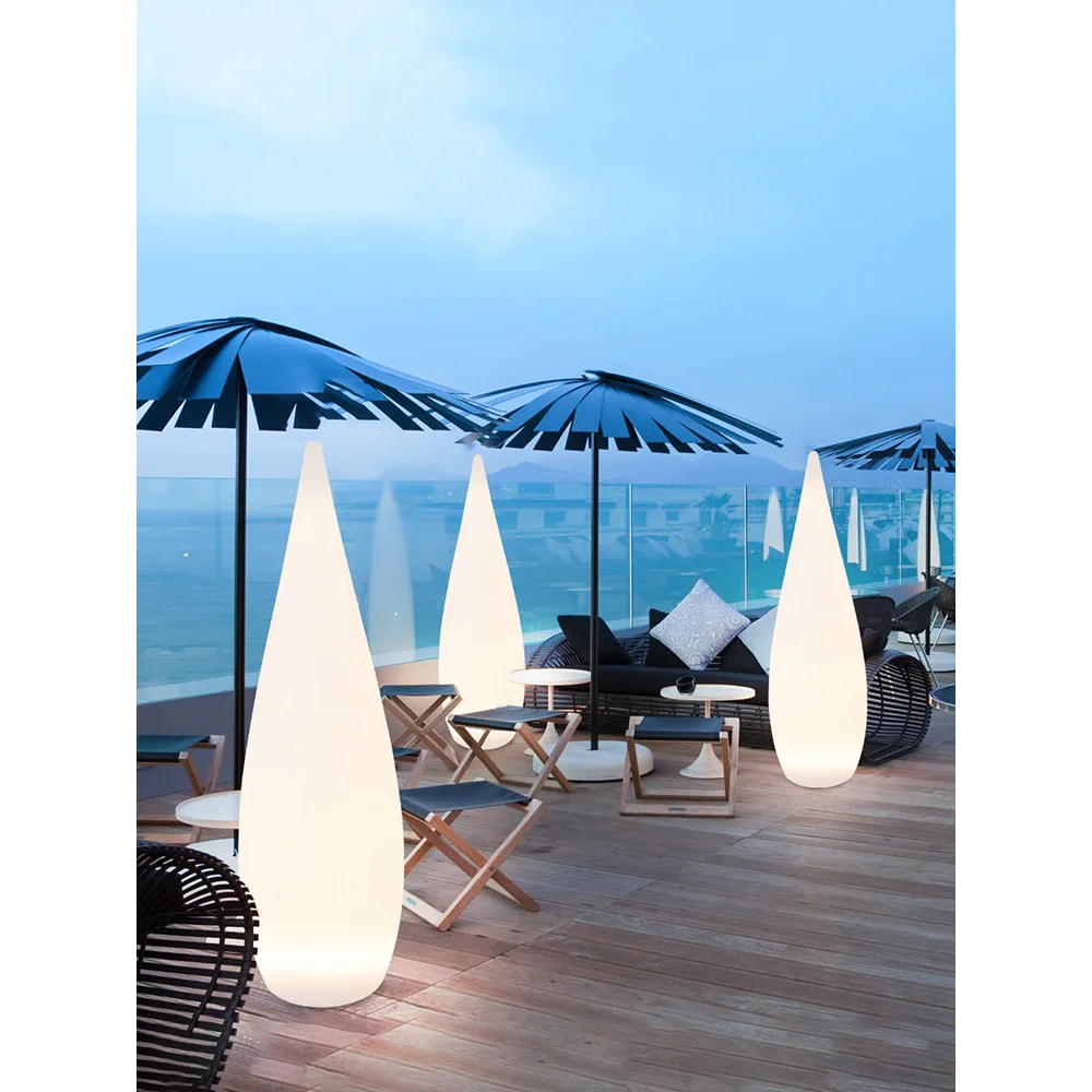 Waterproof solar garden floor lamp with water drop shape