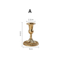 Set of three gold brass candle holders for weddings and dinners
