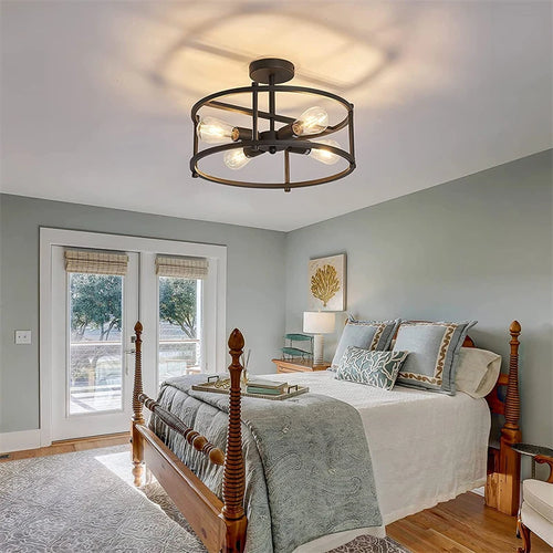 Black metal chandelier for versatile indoor lighting - vue 6 sur 6