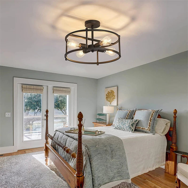 Black metal chandelier for versatile indoor lighting - vue 5 sur 6