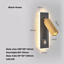 Rotating brass LED wall light with USB switch