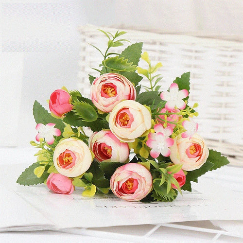 Silk artificial rose bouquet for elegant decor - vue 6 sur 10