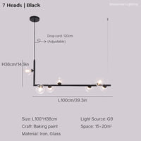 Modern linear chandelier for interior decor and dining table