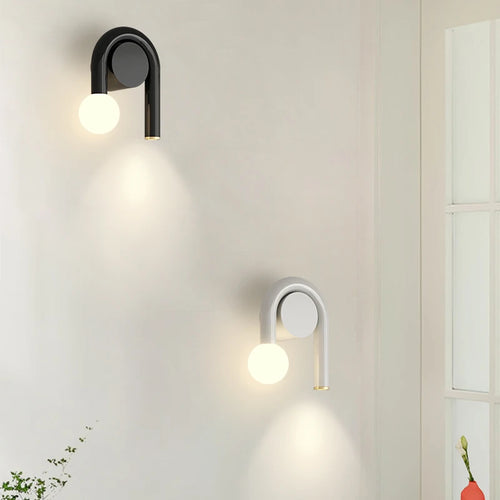Minimalist u-shaped wall bedside lamp with anti-blue light