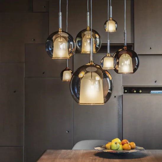 Modern bell LED smoked grey pendant light