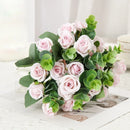 Set of 10 artificial roses bouquet with eucalyptus and peonies decorative
