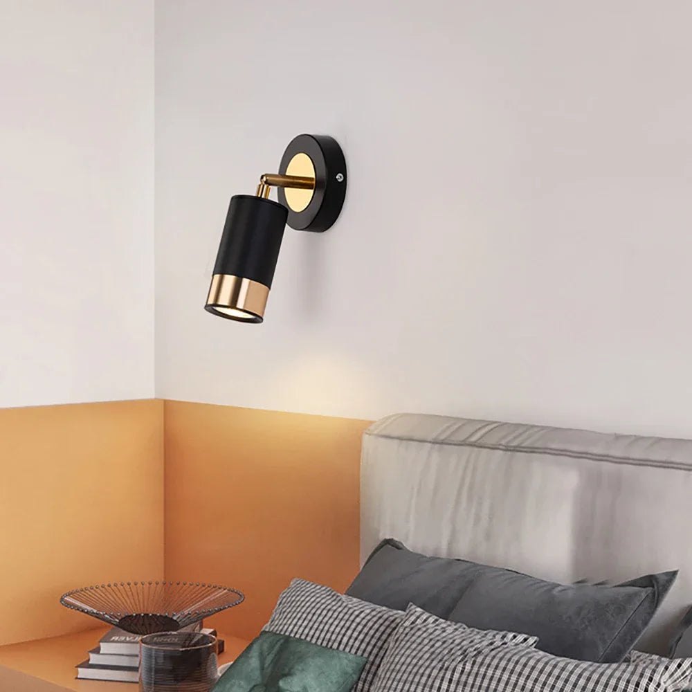 Modern wall lamp black and gold adjustable reading spotlight