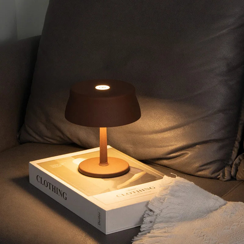Usb table lamp for restaurant café bar rechargeable wireless mushroom lamp touch switch night light mini retro nordic led lights - vue 4 sur 6
