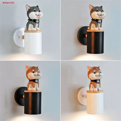 Creative LED wall light cat and dog for children - vue 2 sur 12