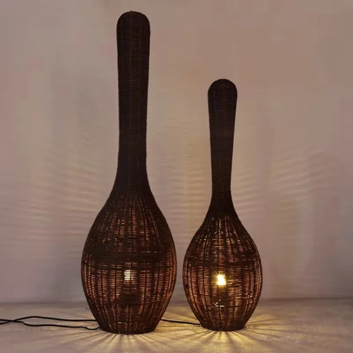Wabi sabi bamboo floor lamp for unique interior decor - vue 6 sur 18