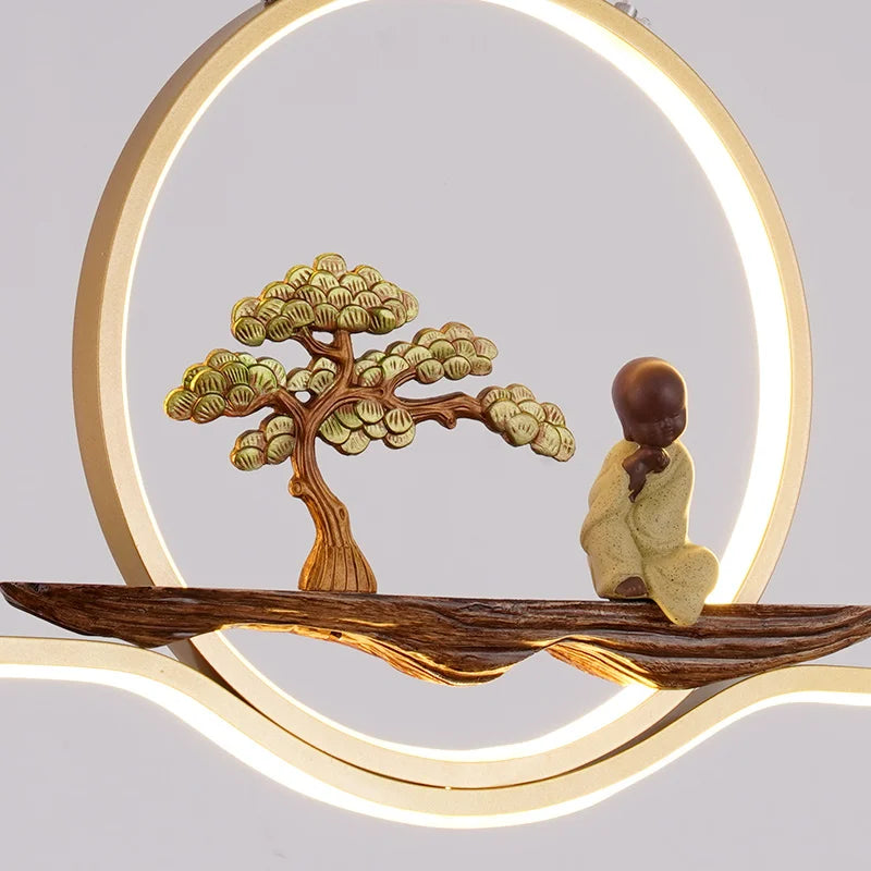 Chinese style pendant light for a zen and modern atmosphere - vue 6 sur 14