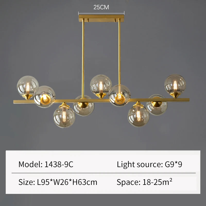 Luxury modern design glass LED chandelier - vue 9 sur 9