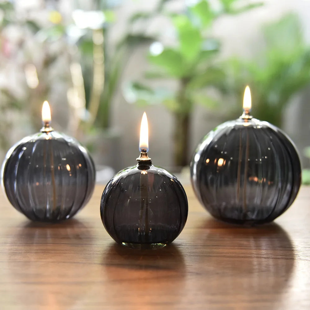 decorative and elegant circular glass oil lamp candle holder