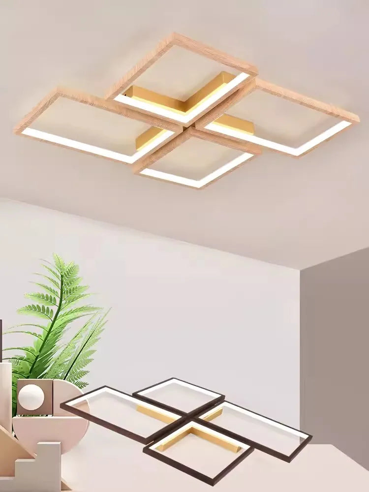 Modern LED ceiling light in elegant metal and wood