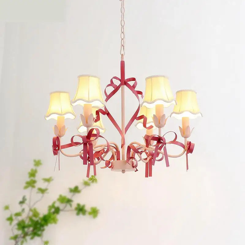 Cute children's chandelier in pastoral style with bow