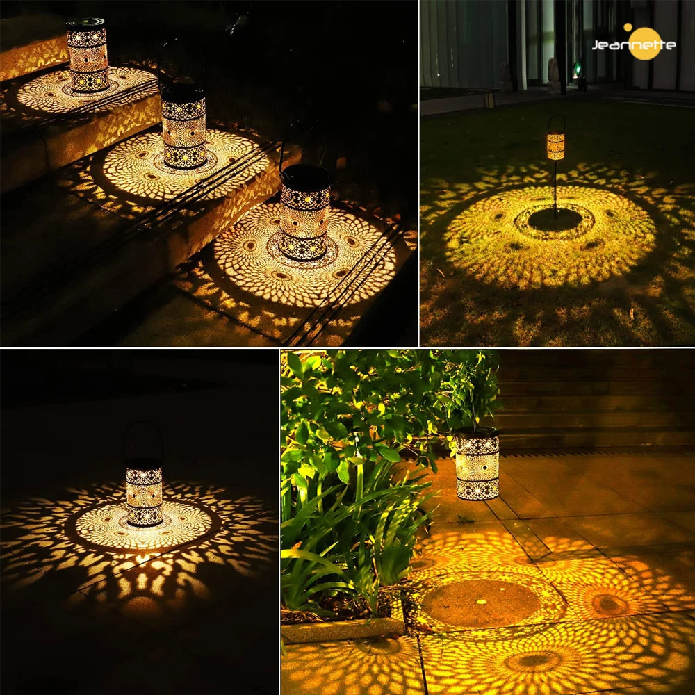 Retro solar lantern garden light LED outdoor decorative courtyard lamp - vue 4 sur 7