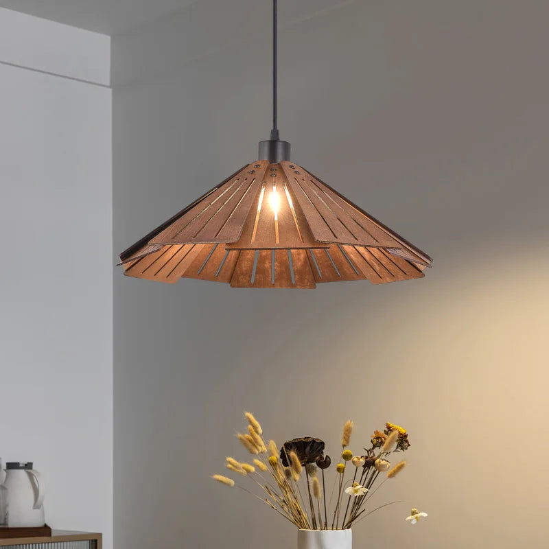 Wabi-sabi wood pendant light with DIY LED fixtures - vue 5 sur 14