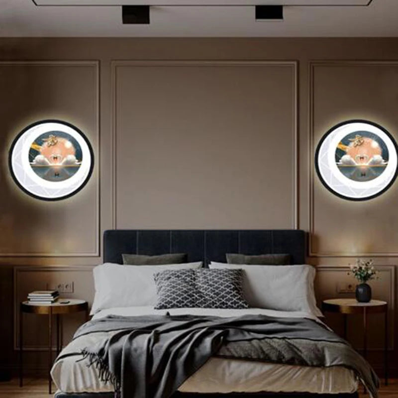 Modern round LED wall light - vue 3 sur 16
