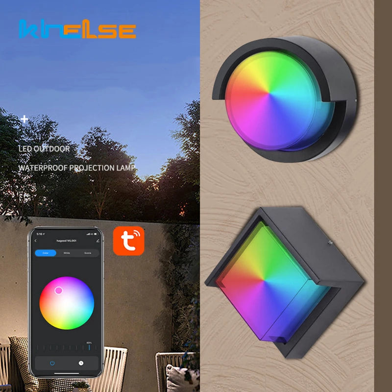 Smart outdoor LED wall light with double acrylic shade