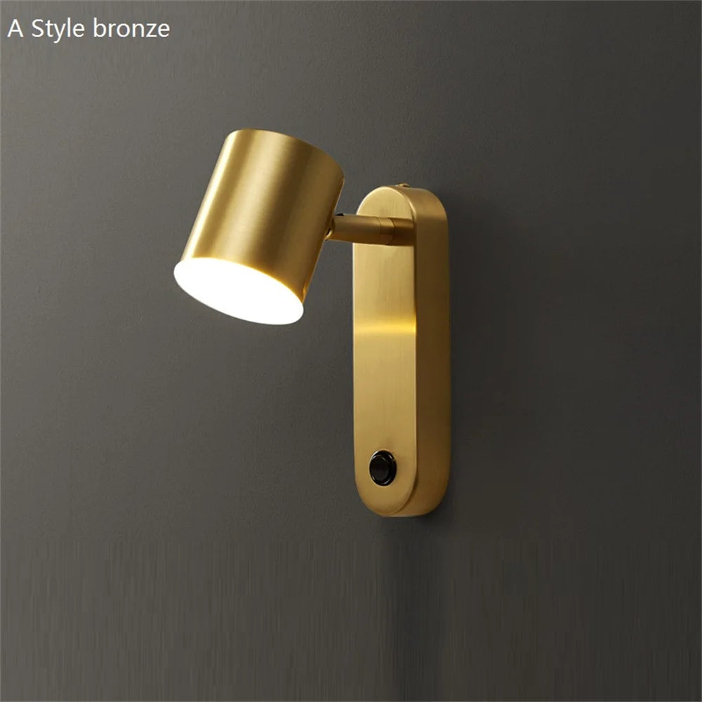 applique murale led pivotante en laiton avec interrupteur pour lecture - vue 5 sur 13