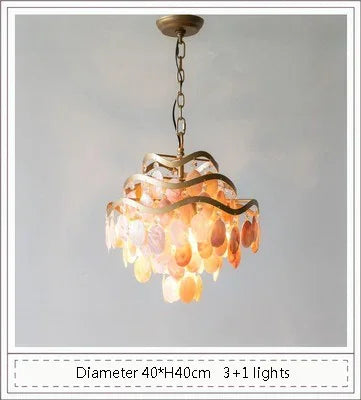 Postmodern LED chandeliers with capiz shell for interior decor