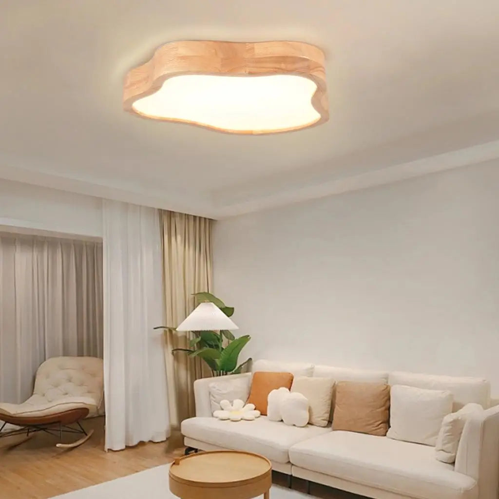 Nordic wooden cloud shape ceiling light - vue 3 sur 6