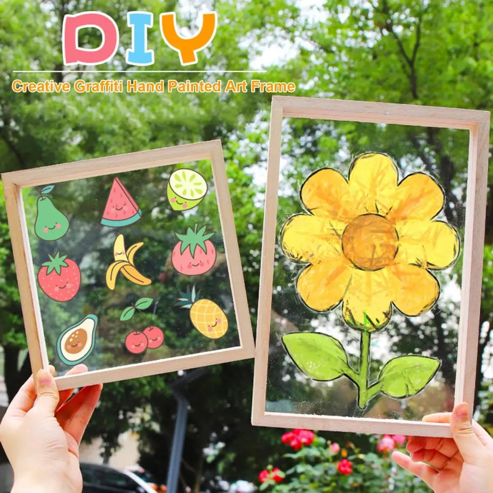 Wood and acrylic glass photo frame for children