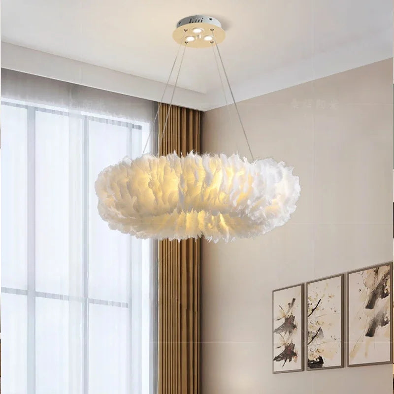 Modern Nordic LED feather chandelier for interior decoration