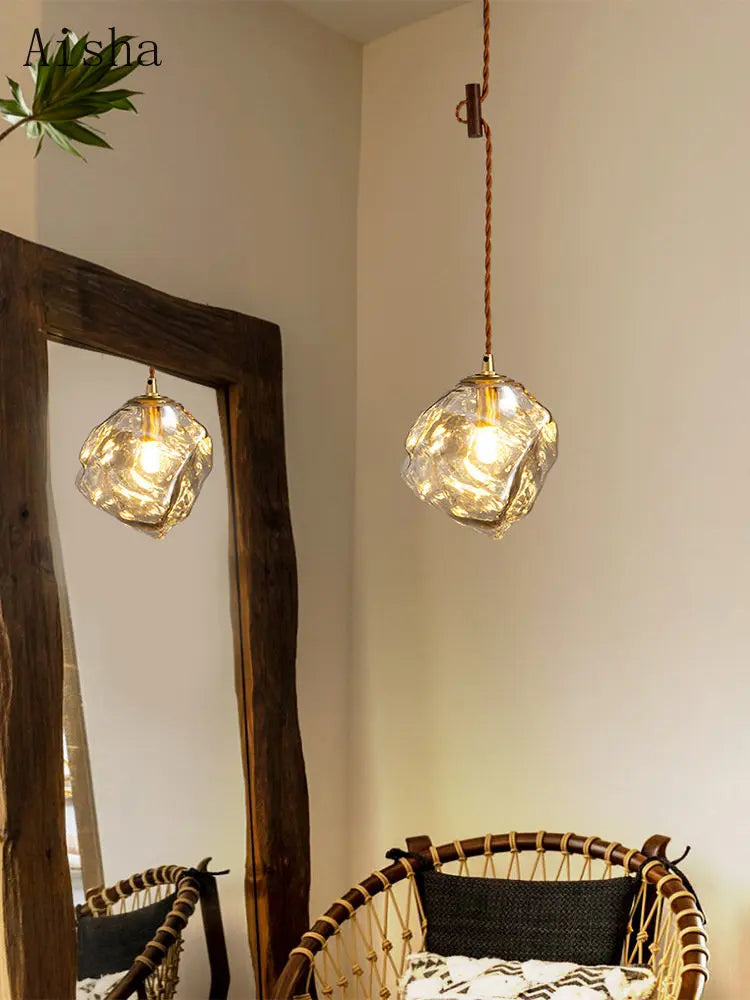 Nordic retro glass pendant light for interior - vue 3 sur 10