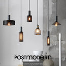 Industrial concrete pendant light with iron shade