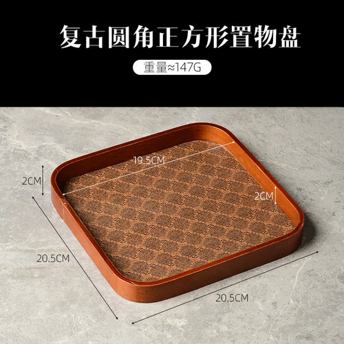 Luxury leather tea tray for decorative storage and jewellery - vue 6 sur 7