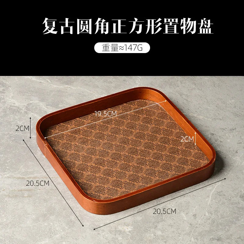 Luxury leather tea tray for decorative storage and jewellery - vue 5 sur 7