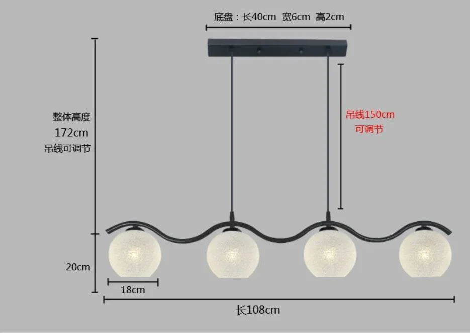 Modern chandelier with glass lampshade for home decor