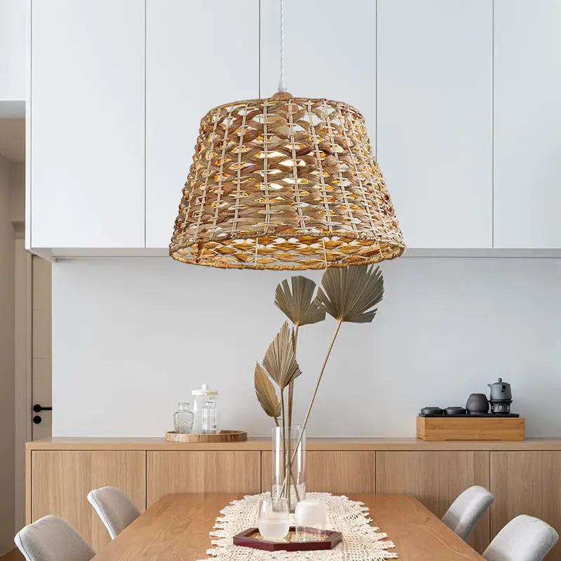 Wabi sabi style rattan pendant light for modern decor - vue 4 sur 11