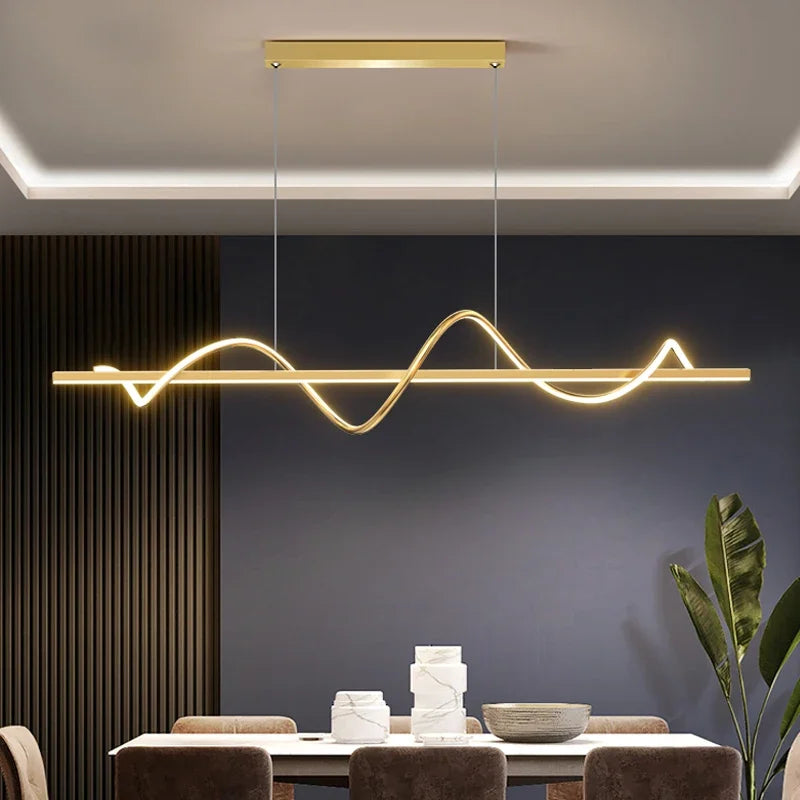 Modern pendant light with adjustable LED lights, elegant design, interior décor