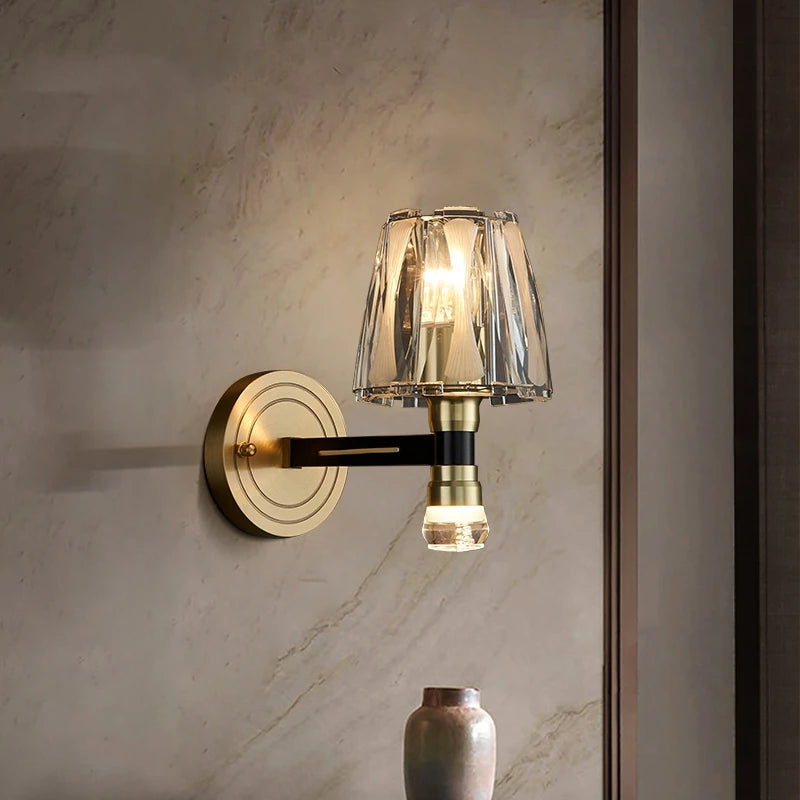 American luxury copper and crystal wall light