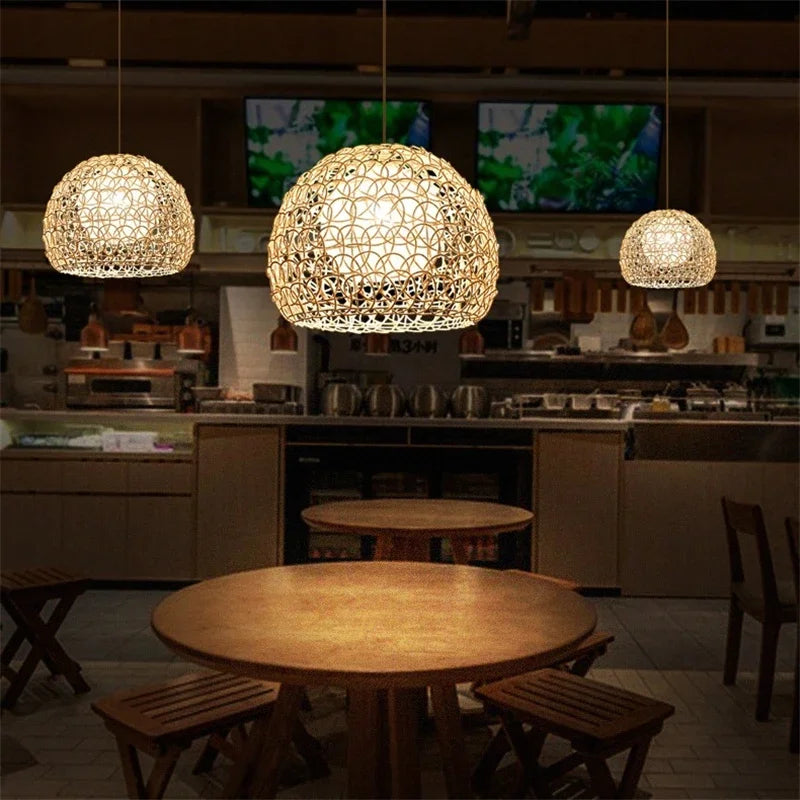 Handwoven rattan chandelier modern Chinese style