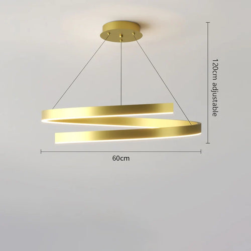 Modern single ring gold iron chandelier with indoor LED lighting - vue 11 sur 15