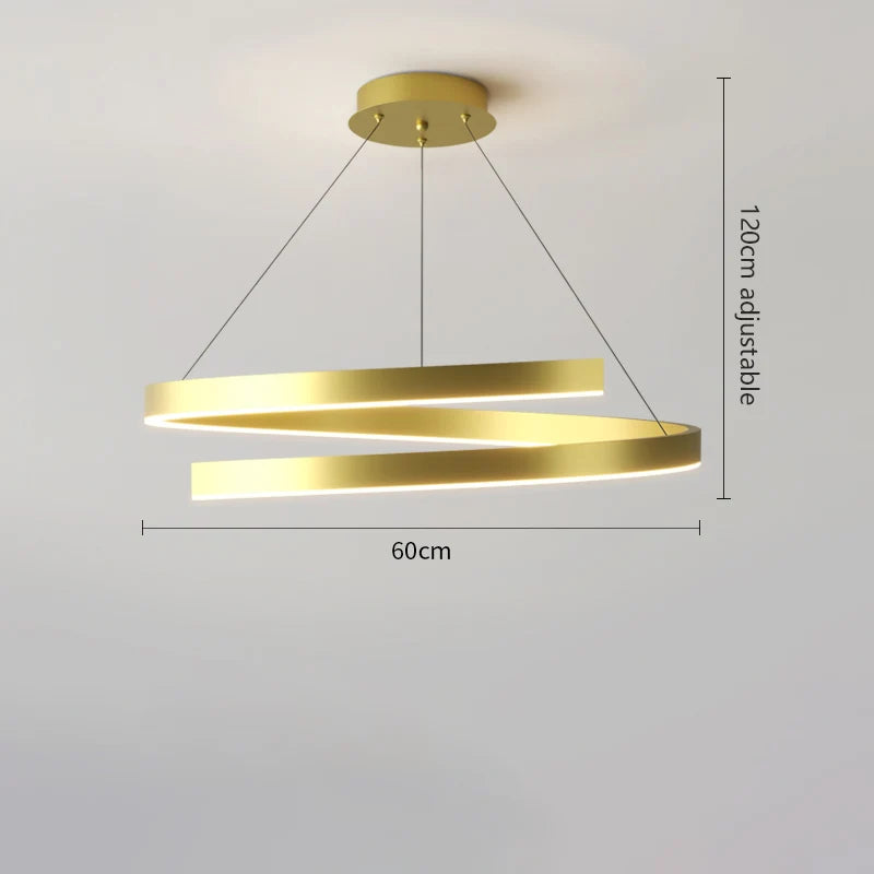 Modern single ring gold iron chandelier with indoor LED lighting - vue 10 sur 15