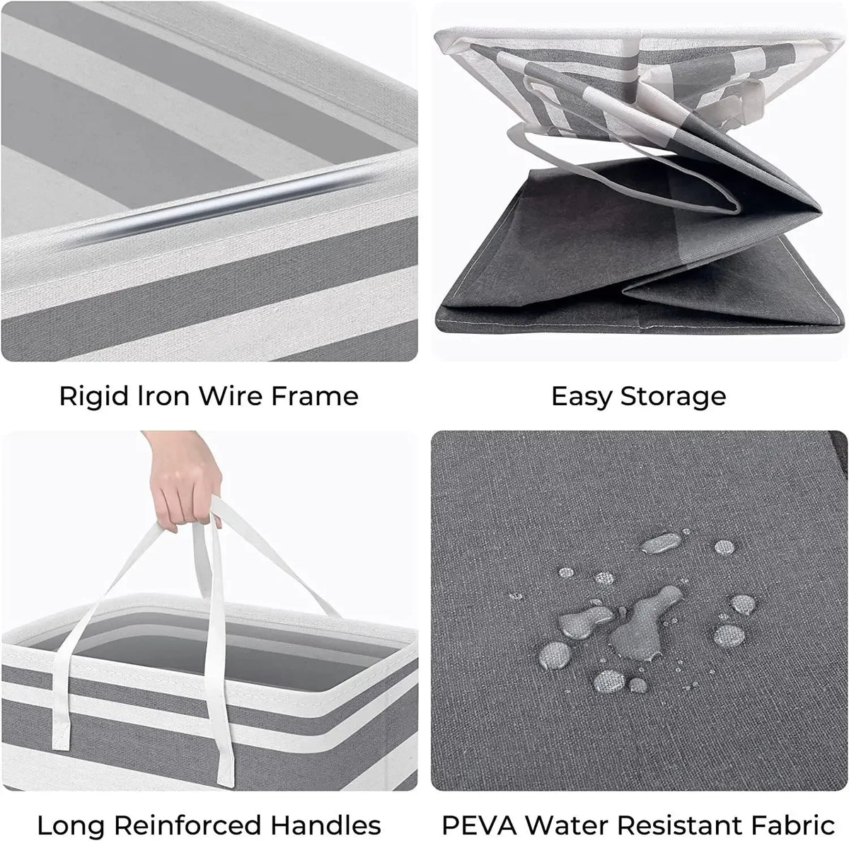 foldable waterproof fabric laundry basket large capacity - vue 8 sur 8