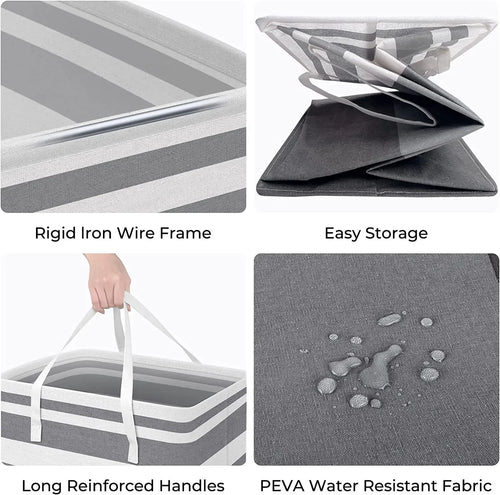 foldable waterproof fabric laundry basket large capacity - vue 8 sur 8