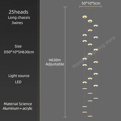 Modern LED chandelier for elegant indoor lighting - vue 17 sur 26