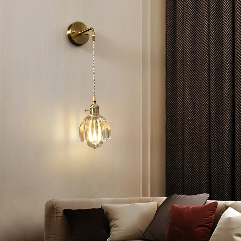 Nordic brass wall light with crystal mirror - vue 5 sur 13