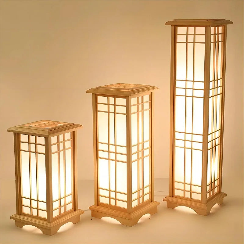 Japanese solid wood floor lamp for bright interiors