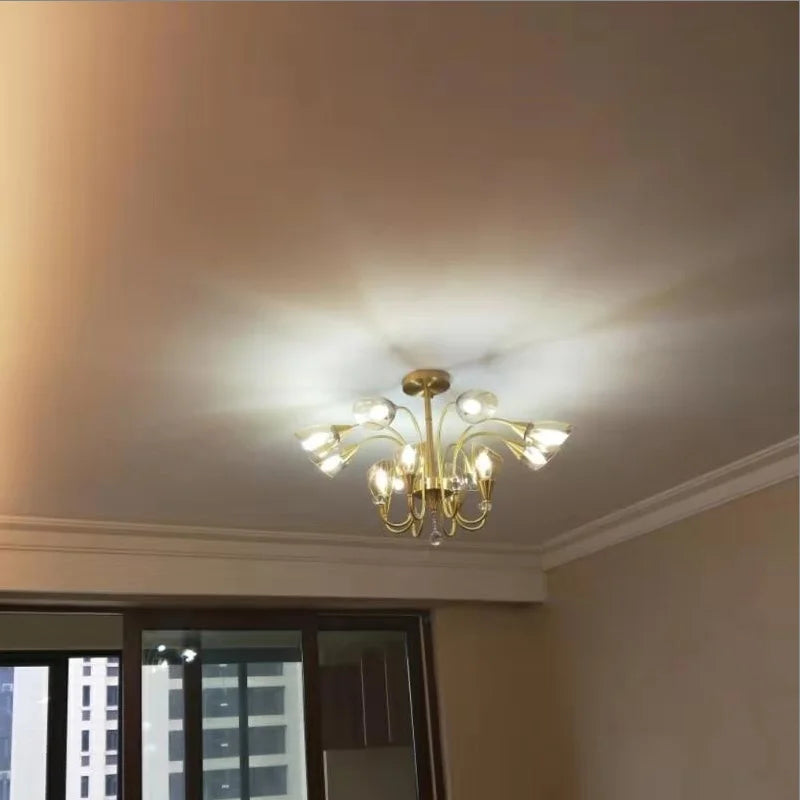 Modern copper crystal chandelier for indoor lighting - vue 5 sur 14